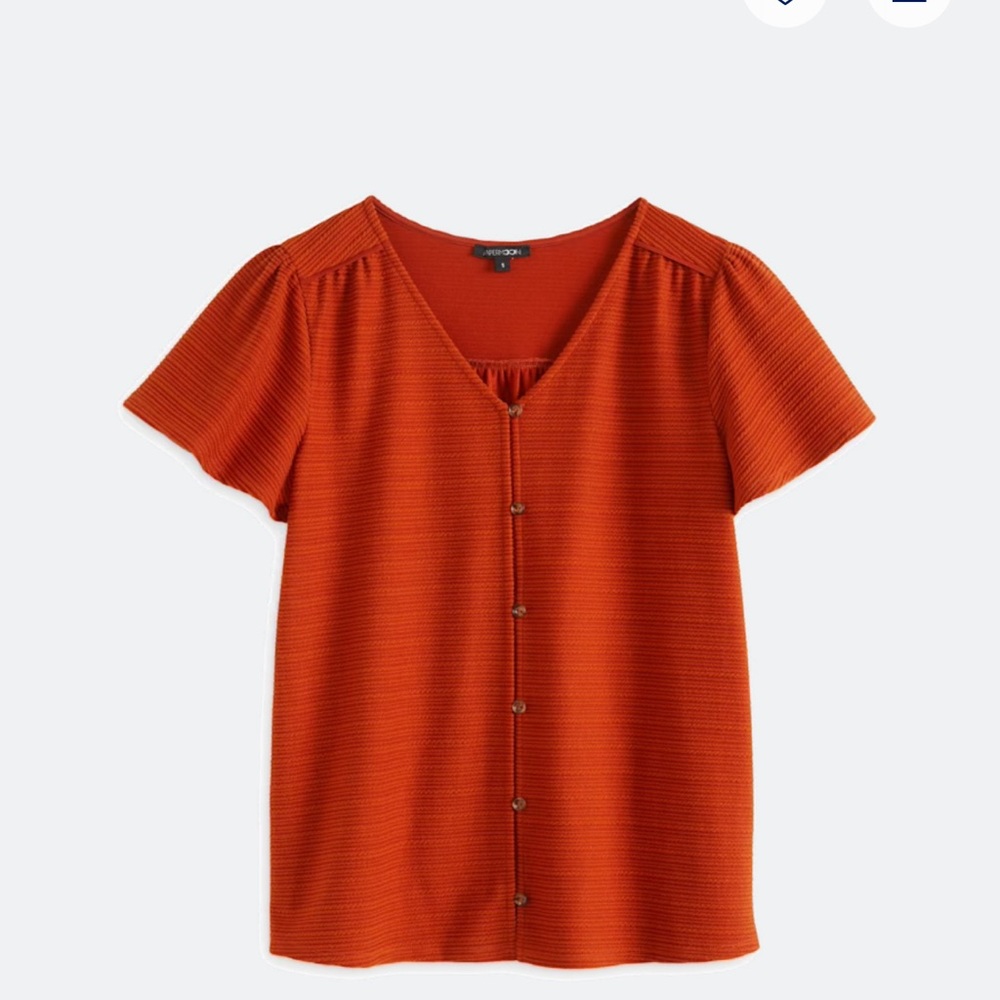 💗PAPERMOON Short Sleeve Button Front Knit Top